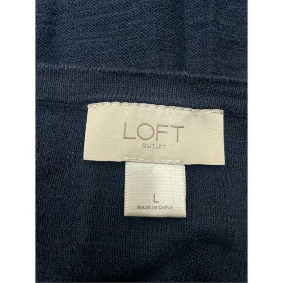 Loft Outlet Navy Button Up Blouse Size Large - Picture 3 of 6